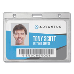 Advantus Frosted Rigid Badge Holder, 3.68 x 2.75, Clear, Horizontal, 25/Box (AVT76075)