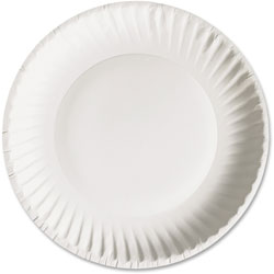 AJM Packaging Disposable 9 in Paper Plates, White, Case of 1,200