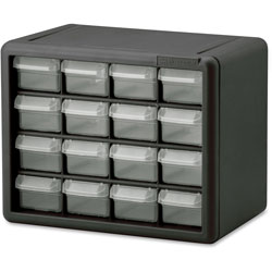 Akro-Mills Plastic Storage Cabinet, 16-Draw, 6-3/8 inx10-1/2 inx8-1/2 in, GY