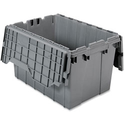 Akro-Mills Attached Lid Container, 12 Gal, Gray