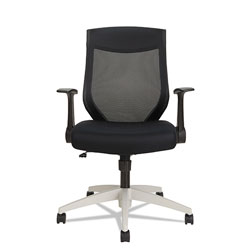 Alera EB-K Series Synchro Mid-Back Flip Arm Mesh-Chair, Supports up to 275 lbs, Black Seat/Black Back, Cool Gray Base