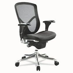 Alera EQ Series Ergonomic Multifunction Mid-Back Mesh Chair, Supports up to 250 lbs., Black Seat/Black Back, Aluminum Base