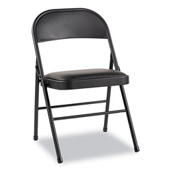 Alera Steel Folding Chair, Graphite Seat/Graphite Back, Graphite Base, 4/Carton