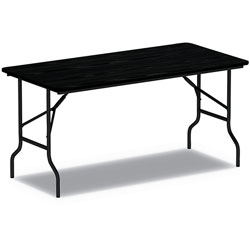 Alera Wood Folding Table, 48w x 23 7/8d x 29h, Black