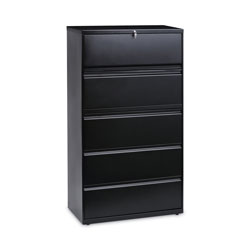 Alera Lateral File, 5 Legal/Letter/A4/A5-Size File Drawers, Black, 36 in x 18 in x 64.25 in