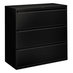 Alera Three-Drawer Lateral File Cabinet, 42w x 18d x 39.5h, Black