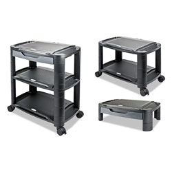 Alera 3-in-1 Storage Cart and Stand, 21.63w x 13.75d x 24.75h, Black/Gray