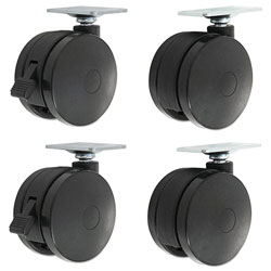 Alera Casters for Height-Adjustable Table Bases, Black, 4/Set