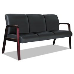 Alera Reception Lounge WL 3-Seat Sofa, 65.75w x 26.13d x 33h, Black/Mahogany
