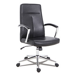 Alera Workspace by Alera Leather Task Chair, Supports Up to 275 lb, 18.19 in to 21.93 in Seat Height, Black Seat, Black Back
