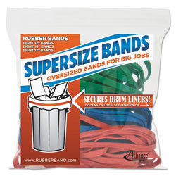 Alliance Rubber SuperSize Bands, 0.25 in Width x Assorted Lengths, 4060 psi Max Elasticity, Assorted Colors, 24/Pack