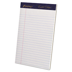 Ampad Gold Fibre Writing Pads, Narrow Rule, 5 x 8, White, 50 Sheets, 4/Pack