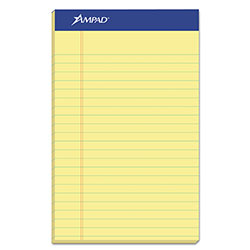Ampad Perforated Writing Pads, Narrow Rule, 50 Canary-Yellow 5 x 8 Sheets, Dozen