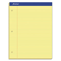 Ampad Double Sheet Pads, Wide/Legal Rule, 8.5 x 11.75, Canary, 100 Sheets