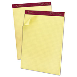Ampad Gold Fibre Canary Quadrille Pads, Stapled with Perforated Sheets, Quadrille Rule (4 sq/in), 50 Canary 8.5 x 11.75 Sheets