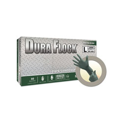 Ansell Dura Flock® DFK-608 Disposable Nitrile Gloves, 8.3 in Palm, 7.9 Fingers, Flocked Liner, X-Large, Dark Green
