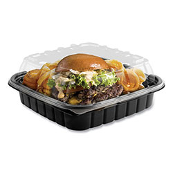 Anchor Packaging Crisp Foods Technologies Containers, 33 oz, 8.46 x 8.46 x 3.16, 1 Compartment, Clear/Black, 180/Carton