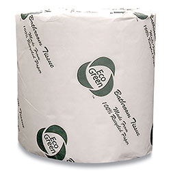 Eco Green® Recycled Two-Ply Standard Toilet Paper, Septic Safe, White, 600 Sheets/Roll, 48 Rolls/Carton