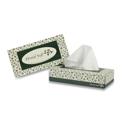 Floral Soft® White Facial Tissue, 2 Ply, 8.13 x 8.5, 100 Sheets/Box, 30 Boxes/Carton