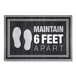 Apache Mills® Message Floor Mats, 24 x 36, Charcoal,  inMaintain 6 Feet Apart in