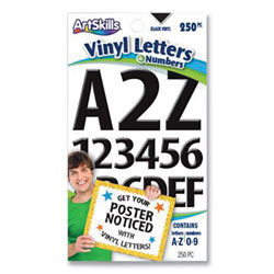ArtSkills® Poster and Bulletin Board Vinyl Letters and Numbers, Black, 1 in and 2 in h, 250/Pack
