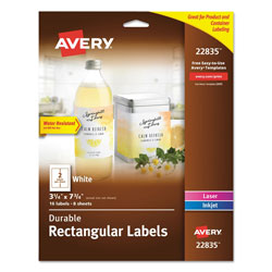 Avery Durable Water-Resistant Wraparound Labels w/ Sure Feed, 3 1/4 x 7 3/4, 16/PK