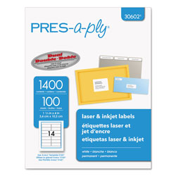 Avery Labels, Laser Printers, 1.33 x 4, White, 14/Sheet, 100 Sheets/Box