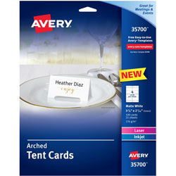 Avery Tent Cards, Arched, Laser/Inkjet, 2-1/16 inx3-3/4 in , 100/PK, WE
