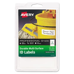 Avery Durable Permanent Multi-Surface ID Labels, Inkjet/Laser Printers, 1.25 x 3.5, White, 4/Sheet, 10 Sheets/Pack