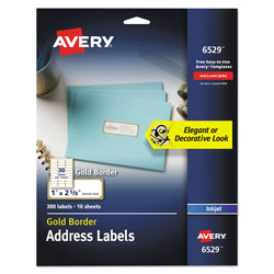 Avery White Easy Peel Address Labels w/ Border, Inkjet Printers, 1 x 2.63, White, 30/Sheet, 10 Sheets/Pack