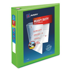 Avery Heavy-Duty View Binder with DuraHinge and One Touch EZD Rings, 3 Rings, 2 in Capacity, 11 x 8.5, Chartreuse