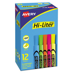 Avery HI-LITER Desk-Style Highlighters, Chisel Tip, Assorted Colors, Dozen
