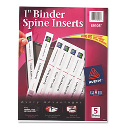 Avery Binder Spine Inserts, 1" Spine Width, 8 Inserts/Sheet, 5 Sheets/Pack (AVE89103)