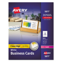 Avery Clean Edge Business Cards, Laser, 2 x 3 1/2, White, 400/Box