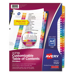 Avery Customizable TOC Ready Index Multicolor Dividers, 26-Tab, Letter (AVE11125)