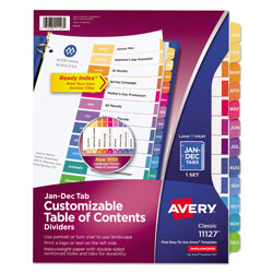 Avery Customizable TOC Ready Index Multicolor Dividers, 12-Tab, Letter (AVE11127)