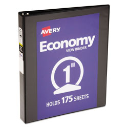 Avery Economy View Binder with Round Rings , 3 Rings, 1" Capacity, 11 x 8.5, Black (AVE05710)