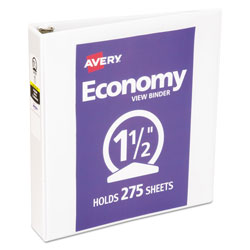 Avery Economy View Binder with Round Rings , 3 Rings, 1.5" Capacity, 11 x 8.5, White (AVE05726)