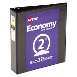 Avery Economy View Binder with Round Rings , 3 Rings, 2" Capacity, 11 x 8.5, Black (AVE05730)