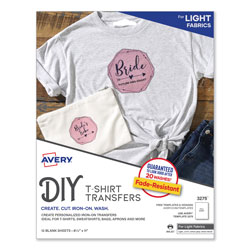 Avery Fabric Transfers, 8.5 x 11, White, 12/Pack (AVE3275)