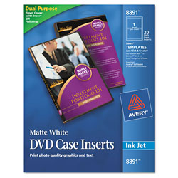 Avery Inkjet DVD Case Inserts, Matte White, 20/Pack (AVE8891)