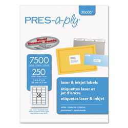 Avery Labels, Laser Printers, 1 x 2.63, White, 30/Sheet, 250 Sheets/Box
