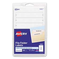 Avery Printable 4" x 6" - Permanent File Folder Labels, 0.69 x 3.44, White, 7/Sheet, 36 Sheets/Pack (AVE05202)
