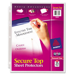 Avery Secure Top Sheet Protectors, Super Heavy Gauge, Letter, Diamond Clear, 25/Pack (AVE76000)