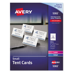 Avery Small Tent Card, White, 2 x 3 1/2, 4 Cards/Sheet, 160/Box (AVE5302)