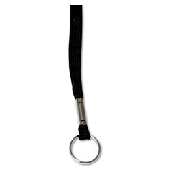 Advantus Deluxe Lanyards, Ring Style, 36 in Long, Black, 24/Box