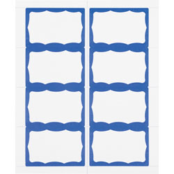 Advantus Badge Stickers, Self-adhesive, 3-3/4 in x 2-5/8 in, 200/Box, White/Blue