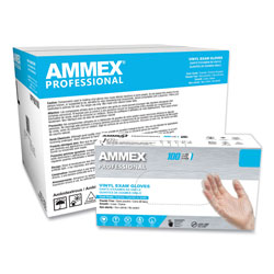 Ammex Vinyl Exam Gloves, Powder-Free, Small, Clear, 100/Box