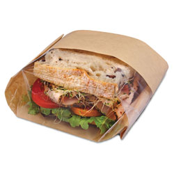 Bagcraft Dubl View Sandwich Bags, 2.35 mil, 9.5 in x 2.75 in, Natural Brown, 500/Carton