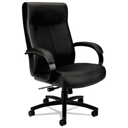 Basyx by Hon Validate Big and Tall Leather Chair, Supports up to 450 lbs., Black Seat/Black Back, Black Base (BSXVL685SB11)
